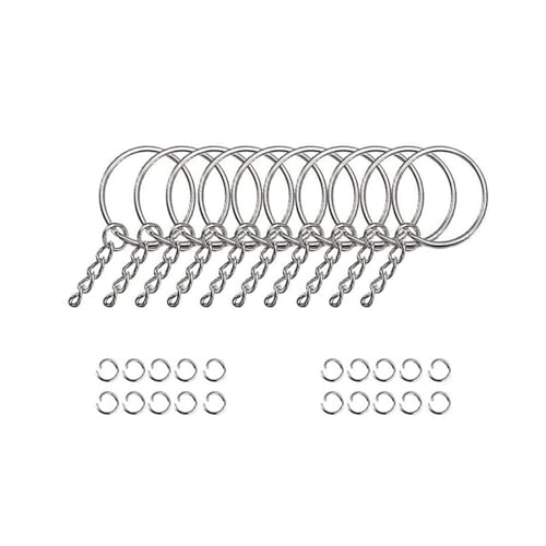 ZORESCOLEO 20 x Splits für Schlüsselringe mit Kette, 20 Stück Biegeringe zur Schmuckherstellung und Zubehör von ZORESCOLEO