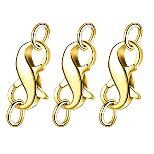 ZORESCOLEO 3 Stück Karabinerverschluss mit Doppelöffnungsverschluss, Halskette und Armband, Verlängerungsverschluss für Schmuckherstellung, Silber und Gold ZORESCOLEO 3 Stück Karabinerverschluss mit Doppelöffnungsverschluss, Halskette und Armband, Verlängerungsverschluss für Schmuckherstellung, Silber und Gold von ZORESCOLEO