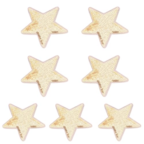 ZORESCOLEO 7 bunte Pailletten-Stern-Patches für Kleidung, Bastelmaterialien, Stoff für Haarspangen und Bastelanwendungen von ZORESCOLEO