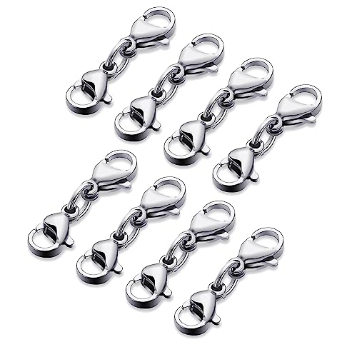 ZORESCOLEO - 8 x Doppel-Karabinerverschlüsse für Halskette und Armband, doppelter Verschluss für Schmuckherstellung von ZORESCOLEO