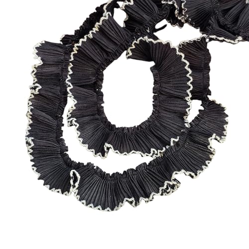 ZORESCOLEO Chiffon-Spitzenborte mit Hahnentrittfalten, 3 cm breit, für modische Heimkleidung, Haarband, Bastelprojekte, Dekorationen von ZORESCOLEO