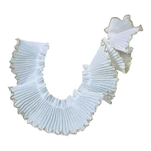 ZORESCOLEO Chiffon-Spitzenborte mit Hahnentrittfalten, 3 cm breit, für modische Heimkleidung, Haarband, Bastelprojekte, Dekorationen von ZORESCOLEO
