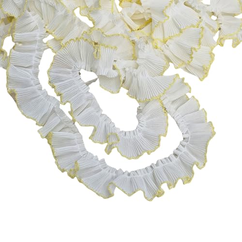 ZORESCOLEO Chiffon-Spitzenborte mit Hahnentrittfalten, 3 cm breit, für modische Heimkleidung, Haarband, Bastelprojekte, Dekorationen von ZORESCOLEO
