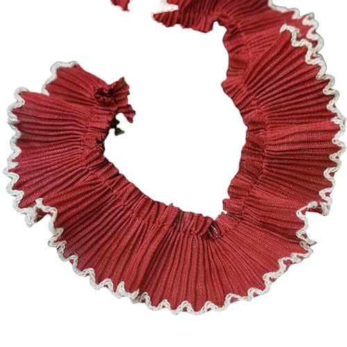 ZORESCOLEO Chiffon-Spitzenborte mit Hahnentrittfalten, 3 cm breit, für modische Heimkleidung, Haarband, Bastelprojekte, Dekorationen von ZORESCOLEO