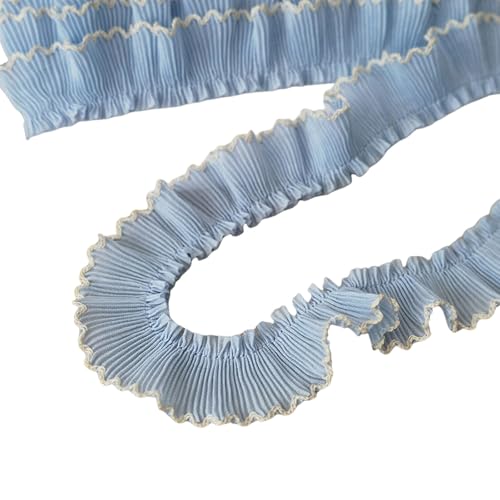 ZORESCOLEO Chiffon-Spitzenborte mit Hahnentrittfalten, 3 cm breit, für modische Heimkleidung, Haarband, Bastelprojekte, Dekorationen von ZORESCOLEO