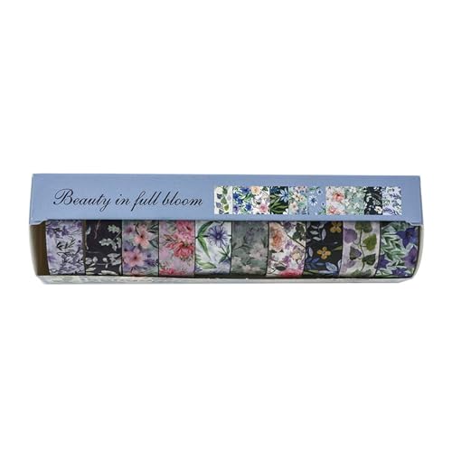 ZORESCOLEO Dekoratives Klebeband mit Blumenmuster, für Scrapbooking, Tagebuch, Fotoalbum, Verpackung, 10 Stück ZORESCOLEO Dekoratives Klebeband mit Blumenmuster, für Scrapbooking, Tagebuch, Fotoalbum, Verpackung, 10 Stück von ZORESCOLEO