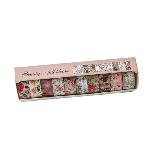 ZORESCOLEO Dekoratives Klebeband mit Blumenmuster, für Scrapbooking, Tagebuch, Fotoalbum, Verpackung, 10 Stück ZORESCOLEO Dekoratives Klebeband mit Blumenmuster, für Scrapbooking, Tagebuch, Fotoalbum, Verpackung, 10 Stück von ZORESCOLEO