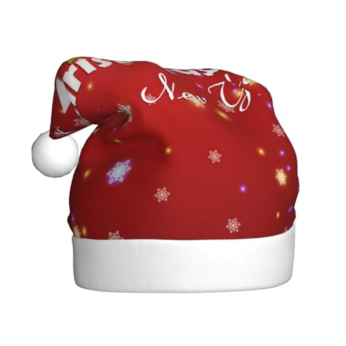 ZORIN Glühende Schneeflocken Schnee Muster Druck Weihnachtsmützen Lustige Erwachsene Weihnachtsmann Hut Xmas Plüsch Krempe Ball Hüte Für Weihnachten Winter Urlaub Party von ZORIN