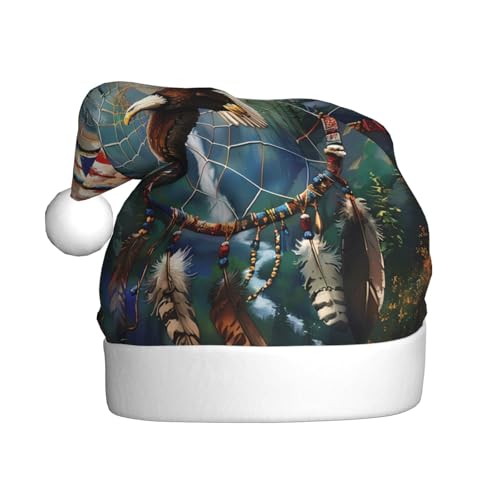 ZORIN Weihnachtsmütze, Adlerflagge, Feder, Plüschbesatz, Uni, Weihnachtsmannmütze für Urlaub, Party, Cosplay, Weihnachtsdekoration für Herren, Damen, Erwachsene von ZORIN