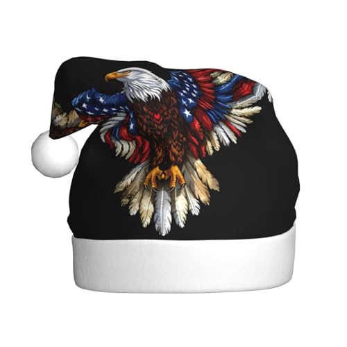 ZORIN Weihnachtsmütze, Adlerflagge, Plüschbesatz, Uni, Weihnachtsmannmütze für Urlaub, Party, Cosplay, Weihnachtsdekoration für Herren, Damen, Erwachsene von ZORIN