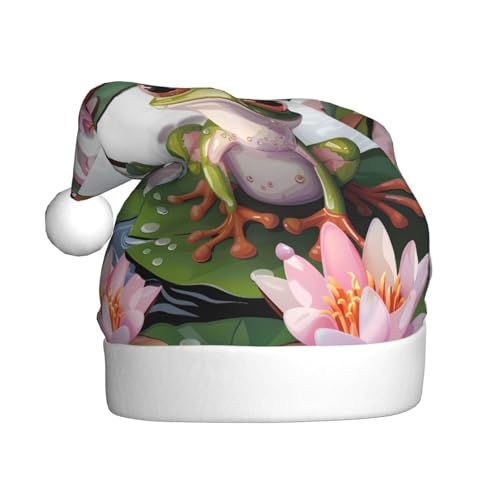 ZORIN Weihnachtsmütze, Cartoon-Frosch-Lilien-Pad, rosa Plüschbesatz, Uni, Weihnachtsmannmütze für Urlaub, Party, Cosplay, Weihnachtsdekoration für Herren, Damen, Erwachsene ZORIN Weihnachtsmütze, Cartoon-Frosch-Lilien-Pad, rosa Plüschbesatz, Uni, Weihnachtsmannmütze für Urlaub, Party, Cosplay, Weihnachtsdekoration für Herren, Damen, Erwachsene von ZORIN