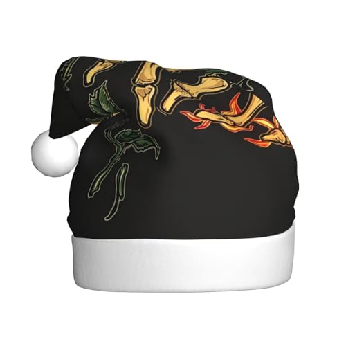 ZORIN Weihnachtsmütze, Skeletthut, Handfeuer-Rose, uni, bequem, Plüsch, für Weihnachten, Neujahr, Urlaub, Partyzubehör von ZORIN