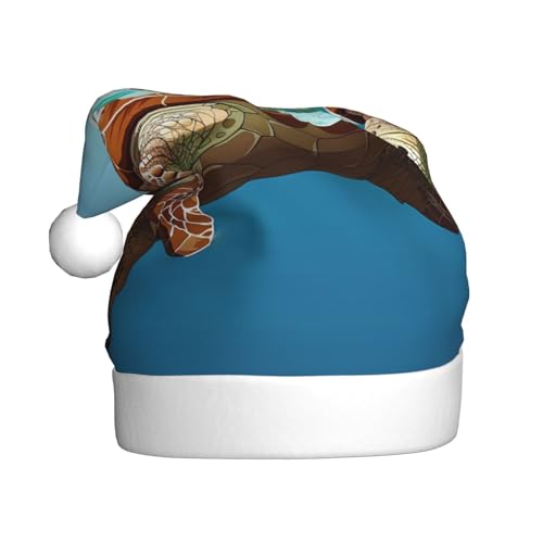 ZORIN Weihnachtsmütze, Weihnachtsmannmütze, Cartoon, Meeresschildkröte, Schwimmen, Uni, bequem, Plüsch, für Weihnachten, Neujahr, Urlaub, Partyzubehör ZORIN Weihnachtsmütze, Weihnachtsmannmütze, Cartoon, Meeresschildkröte, Schwimmen, Uni, bequem, Plüsch, für Weihnachten, Neujahr, Urlaub, Partyzubehör von ZORIN