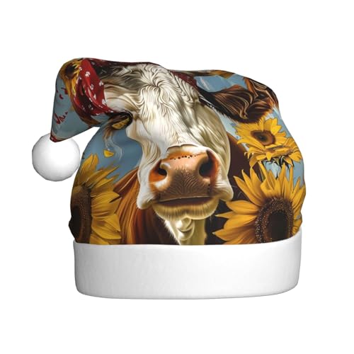 ZORIN Weihnachtsmütze, Weihnachtsmannmütze, Kuh, Blüte, Sonnenblume, Uni, bequem, Plüsch, für Weihnachten, Neujahr, Urlaub, Partyzubehör ZORIN Weihnachtsmütze, Weihnachtsmannmütze, Kuh, Blüte, Sonnenblume, Uni, bequem, Plüsch, für Weihnachten, Neujahr, Urlaub, Partyzubehör von ZORIN