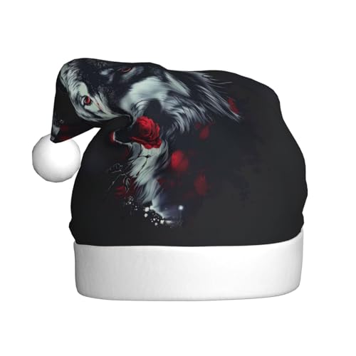 ZORIN Weihnachtsmütze, Weihnachtsmannmütze, Wolf, roter Rosenmund, Uni, bequem, Plüsch, für Weihnachten, Neujahr, Urlaub, Partyzubehör ZORIN Weihnachtsmütze, Weihnachtsmannmütze, Wolf, roter Rosenmund, Uni, bequem, Plüsch, für Weihnachten, Neujahr, Urlaub, Partyzubehör von ZORIN