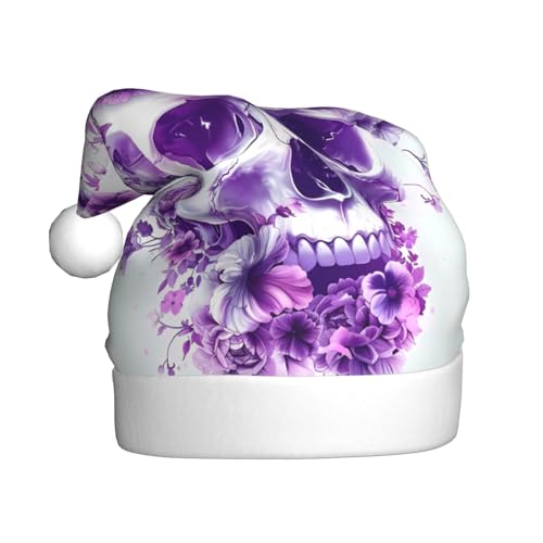ZORIN Weihnachtsmütze, Weihnachtsmütze, floraler lila Totenkopf, weiß, Uni, bequem, Plüsch, für Weihnachten, Neujahr, Urlaub, Partyzubehör ZORIN Weihnachtsmütze, Weihnachtsmütze, floraler lila Totenkopf, weiß, Uni, bequem, Plüsch, für Weihnachten, Neujahr, Urlaub, Partyzubehör von ZORIN