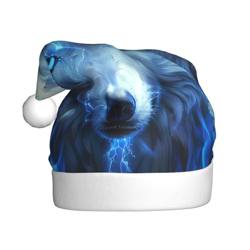 ZORIN Weihnachtsmütze, Wolf, blaue leuchtende Augen, Blumenmuster, Uni, bequem, Plüsch, für Weihnachten, Neujahr, Urlaub, Partyzubehör ZORIN Weihnachtsmütze, Wolf, blaue leuchtende Augen, Blumenmuster, Uni, bequem, Plüsch, für Weihnachten, Neujahr, Urlaub, Partyzubehör von ZORIN