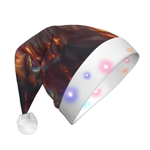 ZORIN Weihnachtsmütze mit LED-Licht, Adler-Flammen, wirbelnd, Uni, Komfort-Plüsch, für Weihnachten, Neujahr, Urlaub, Partyzubehör von ZORIN