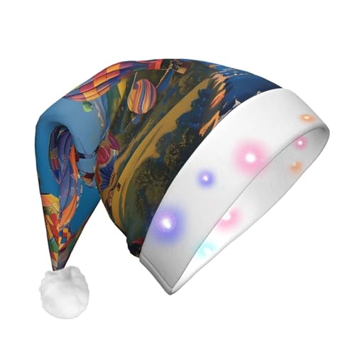 ZORIN Weihnachtsmütze mit LED-Licht, Himmelballon, bunt, Uni, bequem, Plüsch, für Weihnachten, Neujahr, Urlaub, Partyzubehör von ZORIN