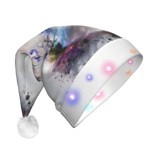 ZORIN Weihnachtsmütze mit LED-Licht, Katze, Orchidee, niedlich, Uni, bequem, Plüsch, für Weihnachten, Neujahr, Urlaub, Partyzubehör ZORIN Weihnachtsmütze mit LED-Licht, Katze, Orchidee, niedlich, Uni, bequem, Plüsch, für Weihnachten, Neujahr, Urlaub, Partyzubehör von ZORIN