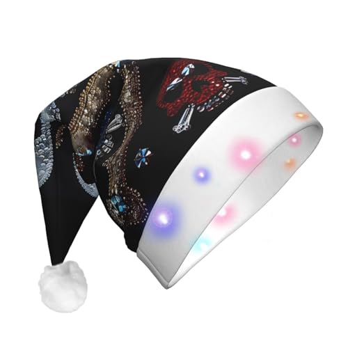 ZORIN Weihnachtsmütze mit LED-Licht, Kristall, Retro, Kreuz, Totenkopf, Uni, bequem, Plüsch, für Weihnachten, Neujahr, Urlaub, Partyzubehör ZORIN Weihnachtsmütze mit LED-Licht, Kristall, Retro, Kreuz, Totenkopf, Uni, bequem, Plüsch, für Weihnachten, Neujahr, Urlaub, Partyzubehör von ZORIN