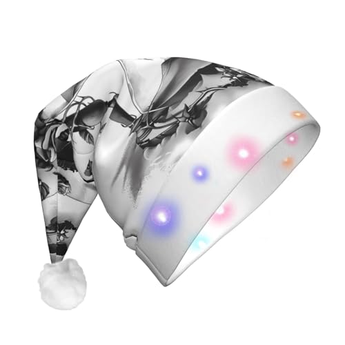 ZORIN Weihnachtsmütze mit LED-Licht, Sanduhr-Rosen, Totenkopf, Uni, bequem, Plüsch, für Weihnachten, Neujahr, Urlaub, Partyzubehör ZORIN Weihnachtsmütze mit LED-Licht, Sanduhr-Rosen, Totenkopf, Uni, bequem, Plüsch, für Weihnachten, Neujahr, Urlaub, Partyzubehör von ZORIN