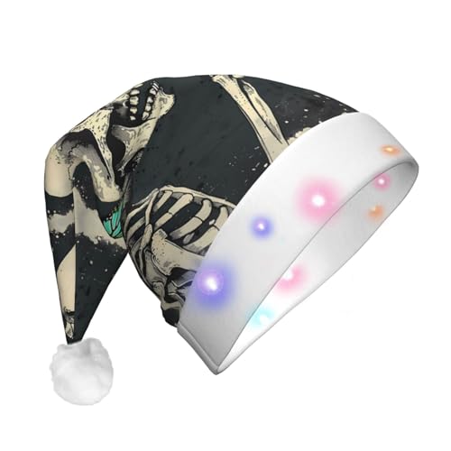 ZORIN Weihnachtsmütze mit LED-Licht, Schmetterling, Skelett, Handhaltung, Uni, Komfort-Plüsch, für Weihnachten, Neujahr, Urlaub, Partyzubehör ZORIN Weihnachtsmütze mit LED-Licht, Schmetterling, Skelett, Handhaltung, Uni, Komfort-Plüsch, für Weihnachten, Neujahr, Urlaub, Partyzubehör von ZORIN