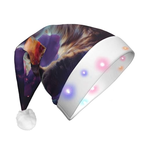 ZORIN Weihnachtsmütze mit LED-Licht, Sternenhimmel, violette Katze, Uni, bequem, Plüsch, für Weihnachten, Neujahr, Urlaub, Partyzubehör ZORIN Weihnachtsmütze mit LED-Licht, Sternenhimmel, violette Katze, Uni, bequem, Plüsch, für Weihnachten, Neujahr, Urlaub, Partyzubehör von ZORIN