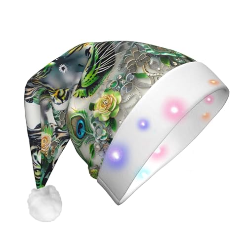 ZORIN Weihnachtsmütze mit hellgrünen Tigerblumen, Uni, Plüsch, für Weihnachten, Neujahr, Urlaub, Partyzubehör ZORIN Weihnachtsmütze mit hellgrünen Tigerblumen, Uni, Plüsch, für Weihnachten, Neujahr, Urlaub, Partyzubehör von ZORIN