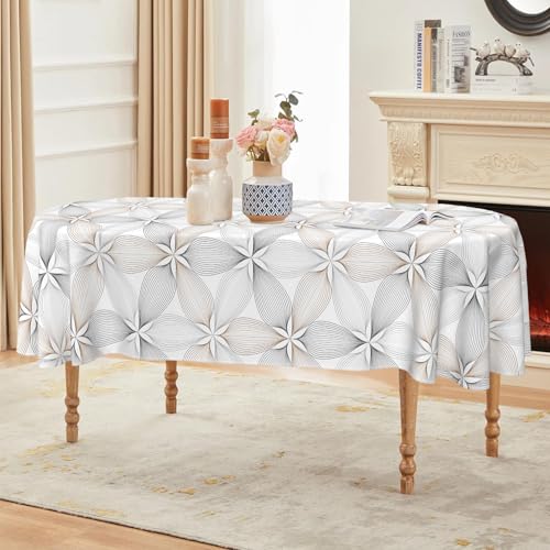 ZORKET Ovale Tischdecke, 132 x 178 cm, modern, abstrakt, geometrische Blume, ovale Tischdecke, wasserdicht, knitterfrei, ovale Tischdecke für drinnen und draußen, Küche, Esszimmer ZORKET Ovale Tischdecke, 132 x 178 cm, modern, abstrakt, geometrische Blume, ovale Tischdecke, wasserdicht, knitterfrei, ovale Tischdecke für drinnen und draußen, Küche, Esszimmer von ZORKET