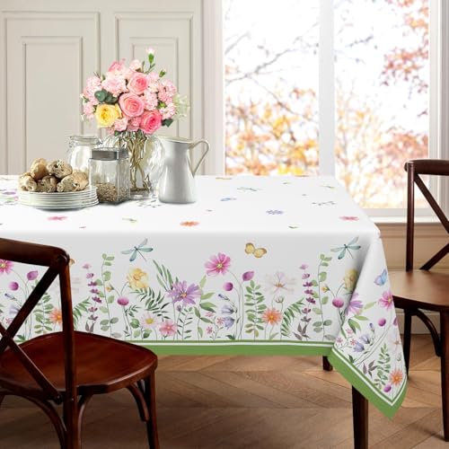 ZORKET Tischdecke mit Blumenmuster, rechteckig, 152,4 x 250,9 cm, schmutzabweisend, knitterfrei, Wildblumen-Tischdecke für Dinner-Party, Picknick ZORKET Tischdecke mit Blumenmuster, rechteckig, 152,4 x 250,9 cm, schmutzabweisend, knitterfrei, Wildblumen-Tischdecke für Dinner-Party, Picknick von ZORKET
