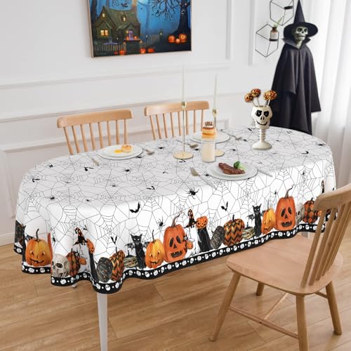 Zorket Spinnennetz-Tischdecke, 132 x 178 cm, ovale Halloween-Tischdecke von ZORKET
