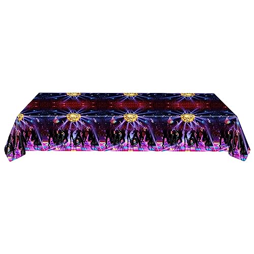 Disco-Party-Tischdecke, 137 x 274 cm, Tischdecke für Partys – Vintage-Design, 70er-Jahre-Party-Dekoration, Disco-Party-Dekorationen für die meisten rechteckigen Tische Zorq von ZORQ