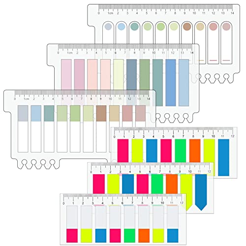 ZORRA 1080 Stück Haftnotizen mit Lineal, Farbige Index Tabs Klebezettel Set, Mini Page Marker Merkzettel für Schüler, Lesen, Lernen, Indexen, Klassifizieren, Schule und Büro (1080 Stck, 6 Stile) von ZORRA