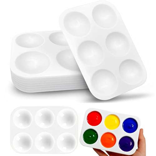 ZORTVUL 20 Stück Mischpalette, 6 Gitter Mischen Mischen, Rechteckige Weiß Malpalette 8.8 X 12.5Cm, Kunststoff Aquarellpalette Palette Für Künstler Wasserfarben Acryl Öl Malerei von ZORTVUL