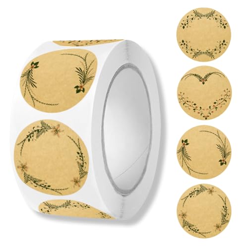 ZORVYN 500pcs Selbstklebende Kraft Etiketten Aufkleber, Marmeladen Etiketten zum Beschriften, Perfekt für Geschenkaufkleber für Marmeladengläser, Geschenktüten, Umschläge (2.5cm) (Kraft) von ZORVYN