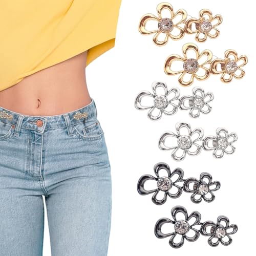 ZORVYN 6 Sets Kein Nähen Hosen-Taillenstraffer, Knöpfe Hosen Enger Machen, Hosenbund Enger Machen, Hosen Knopf Spanner Fastener, Abnehmbare Taille Dekorativ für Lose Hosen, Röcke, Ärmel (Drei Farben) von ZORVYN