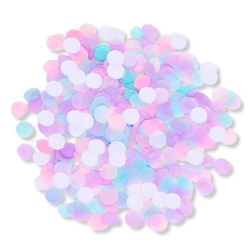 ZORVYN 6000 Stück Runde Papier Konfetti, Groß Streudeko Tischdeko für Geburtstag Hochzeit Party Dekoration (2.5cm) (Violett, Himmelblau, Weiß, Rosa) (50g) von ZORVYN