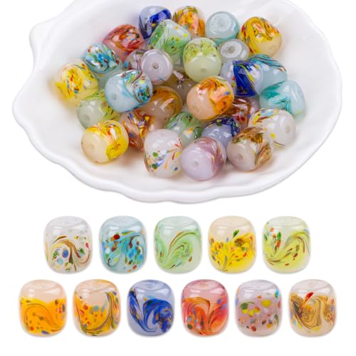 ZORZA Bunte Glasperlen mit Blumenmuster, Glasanhänger für Schmuckherstellung, mit Blumenmustern, Abstandshalter für Armbänder, Ohrringe, 33 Stück ZORZA Bunte Glasperlen mit Blumenmuster, Glasanhänger für Schmuckherstellung, mit Blumenmustern, Abstandshalter für Armbänder, Ohrringe, 33 Stück von ZORZA