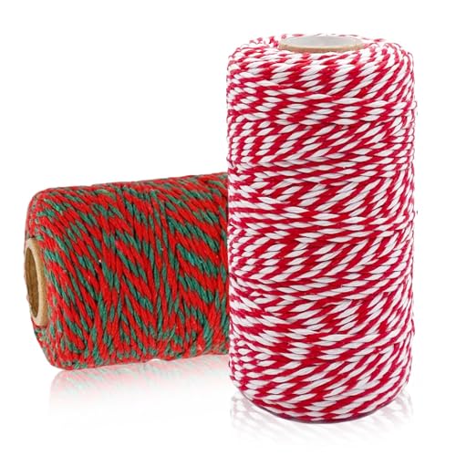 ZOSIGN 2 Stück Rot Grün und Weiß Baumwollschnur, 2mm Baumwolle Schnur, 100m Bäckergarn Bastelschnur Paketschnur, Ideal zum Geschenkverpackungen und Weihnachten Basteln ZOSIGN 2 Stück Rot Grün und Weiß Baumwollschnur, 2mm Baumwolle Schnur, 100m Bäckergarn Bastelschnur Paketschnur, Ideal zum Geschenkverpackungen und Weihnachten Basteln von ZOSIGN