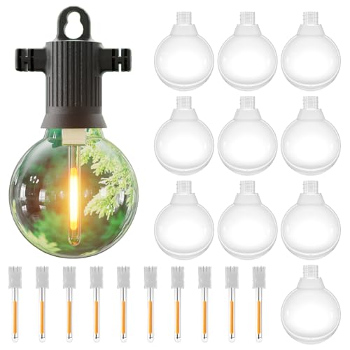 ZOTOYI 10 Glühbirnen + 10 Ersatzfilamente für ZOTOYI's Outdoor-String-Festoon-Leuchten, LED, 2700K warmweiß, 10 Packungen für S14, ST38, G40 von ZOTOYI