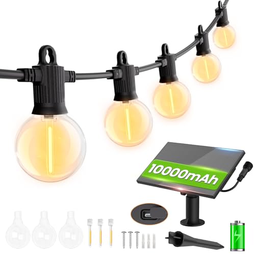 ZOTOYI Solar Lichterkette Aussen 45m, LED Lichterkette ip65 Außen Solar mit 73+3 G40 Birnen Wasserdich 4 Modi 150FT Outdoor Lichterkette Solar für Hof, Veranda, Partys (Warmweiß) von ZOTOYI