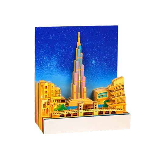 3D Art Memo Pad Dubai Tower 3D Notizblock mit LED-Licht Abreißen Haftnotizen Skulptur Antihaft Notizblock Papier Schnitzerei Kunst Handwerk Schreibtisch Dekoration 3D Art Memo Pad Dubai Tower 3D Notizblock mit LED-Licht Abreißen Haftnotizen Skulptur Antihaft Notizblock Papier Schnitzerei Kunst Handwerk Schreibtisch Dekoration von ZOUBAOQ