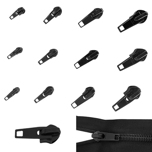 ZOULID 12 Stück Reißverschluss Zipper Ersatz, Ersatzteile Reißverschluss Zipper, Abnehmbare Reißverschluss-Zieher für Jacken, Koffer, Rucksäcke von ZOULID