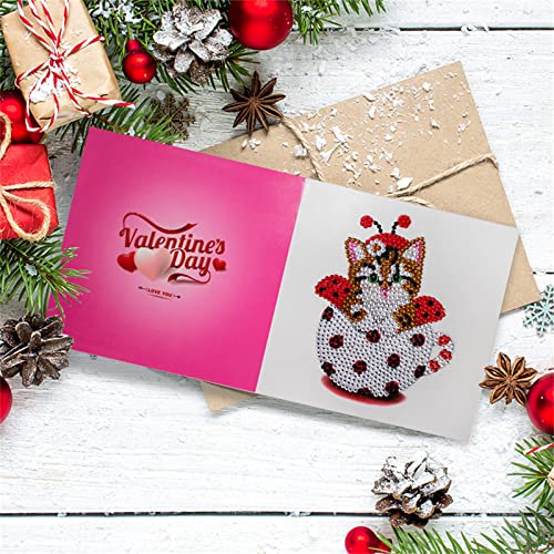5 Sets Grußkarten, Postkarten DIY 5D Diamant Malerei Katze Bilder Geburtstagskarten Set mit Umschlägen,Diamond Painting Grußkarten Handgemachte Karten Geschenke (Stil 10) von ZOYIEP