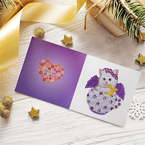 5 Sets Grußkarten, Postkarten DIY 5D Diamant Malerei Katze Bilder Geburtstagskarten Set mit Umschlägen,Diamond Painting Grußkarten Handgemachte Karten Geschenke (Stil 8) von ZOYIEP