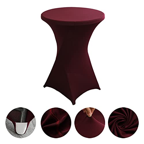 ZOYIEP 2 Pack Stehtisch Hussen, Runde Spandex Tischdecke, Weiß Stretch Stehtisch Husse für Bistrotisch, Waschbar Tischabdeckung Stretchhusse für Hochzeit Party Küche (Weinrot,80x110cm) von ZOYIEP