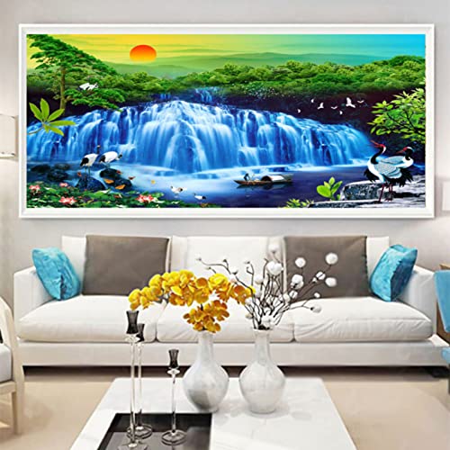 ZOYIEP 5D Diamant Malerei Set, Wasserfall Landschaft Diamant Painting Bilder Groß Erwachsene DIY Diamond Painting Bilder Kristall Strass Stickerei Dekor (60x30cm) von ZOYIEP