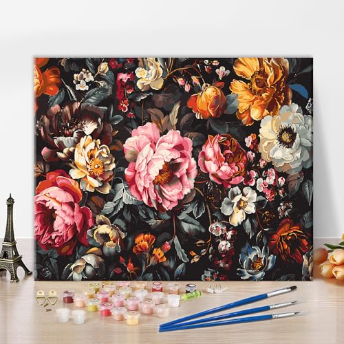 Blumen Erwachsene Malen nach Zahlen Blumen Öl Malen nach Zahlen Kits mit Pinseln Malsets Vintage Blumen Malen nach Zahlen auf Leinwand Erwachsene Handmalerei Kunsthandwerk 16x20 Zoll Blumen Erwachsene Malen nach Zahlen Blumen Öl Malen nach Zahlen Kits mit Pinseln Malsets Vintage Blumen Malen nach Zahlen auf Leinwand Erwachsene Handmalerei Kunsthandwerk 16x20 Zoll von ZOZHI