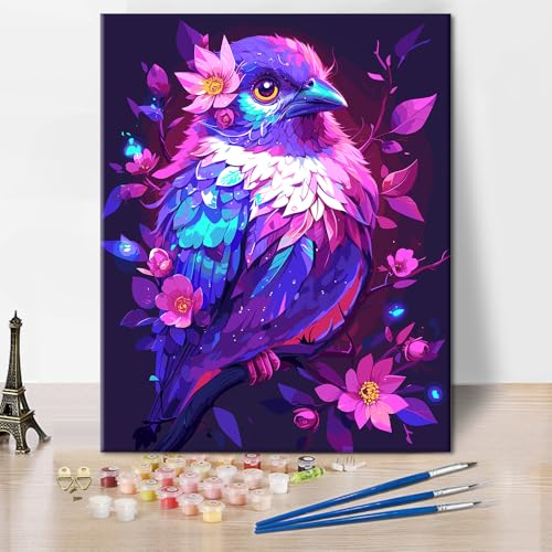 Erwachsene Malen nach Zahlen Kunst Dicker Vogel Malen nach Zahlen DIY Lila Tiermalerei Kunstkits mit Pinsel Malen Einfache Blumen Anfänger Malen nach Zahlen 16x20 Zoll Erwachsene Malen nach Zahlen Kunst Dicker Vogel Malen nach Zahlen DIY Lila Tiermalerei Kunstkits mit Pinsel Malen Einfache Blumen Anfänger Malen nach Zahlen 16x20 Zoll von ZOZHI